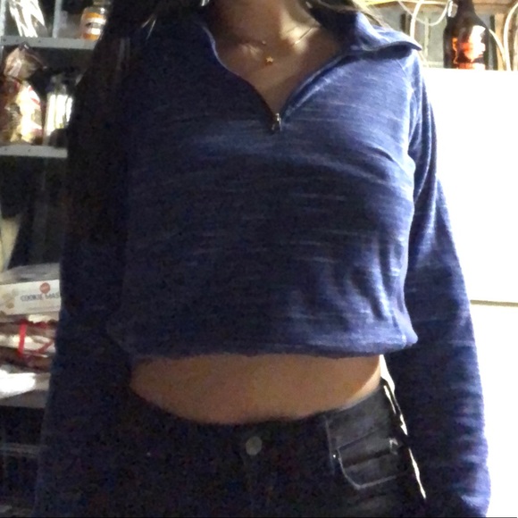 Blue/purple fleece quarter zip athletic sweater - Picture 2 of 3